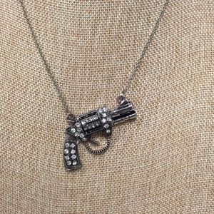 Crystal Pistol Gun Charm Necklace